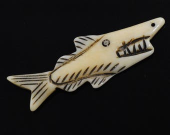 Shark Pendant-Bone Shark Bead-Bone Shark Pendant-Shark Necklace-Shark Focal Bead-Shark Centerpiece-Carved Shark Bead