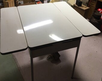 Enamel top table • vintage kitchen table •