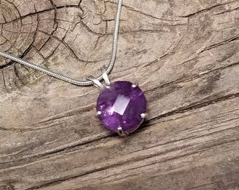Large Faceted Amethyst Necklace