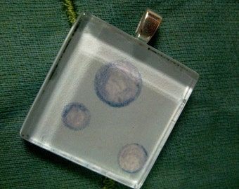 Recycled Wallpaper and Glass Pendant -Blue Bubbles - cute little summer water slide