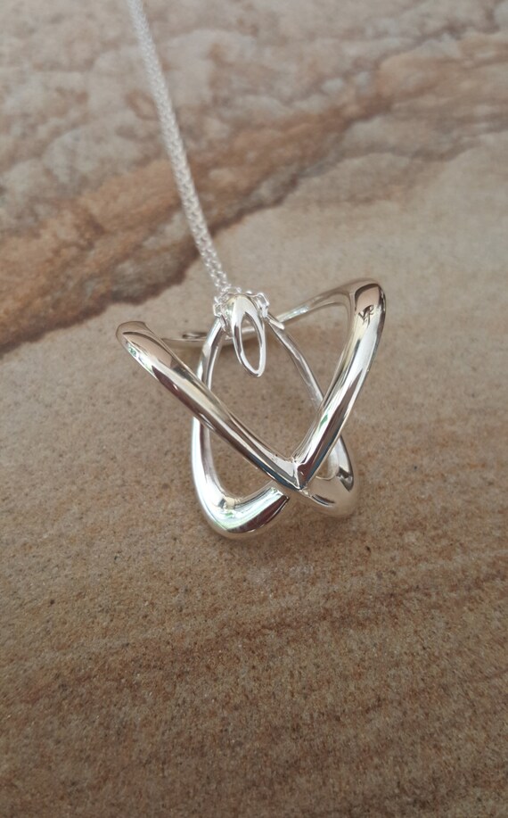 3d Music Necklace - "Guardian" - Original Sterling Silver Pendant - Fifth Octave Harmony - Techniflow Soundstill Series