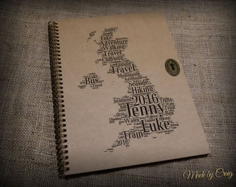 Personalised Travel Scrapbook, Photo Album, Journal, Diary, UK/England/Wales/Scotland, Honeymoon, Family Holiday, Honeymoon, Gift Idea