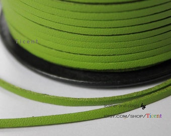 10 Yards 3mm Patent Faux Suede Leather, Green Coated Suede Leather CS3M157