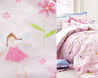 Pink Cotton Fabric, Pink Little Faery Girl's Fabric, Pink Quilting Fabric, Clothing Fabric - 1/2 yard