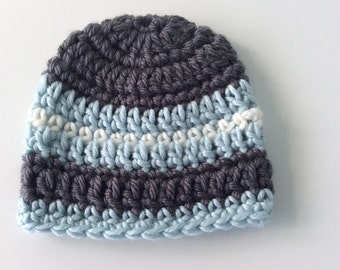 Crochet premie, baby boy hat, crochet baby hat