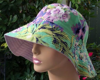 Womens Chemo Hat Wide Brim Hat Made in the USA Sun Hat Alopecia Hat MEDIUM