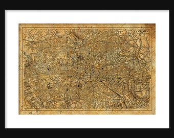 London Map- Street Map Vintage Poster Print grunge