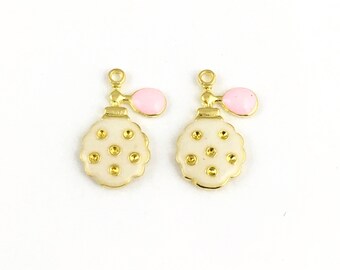 2 perfume bottle charm, gold tone and enamel,11mm x 18mm #CH 818