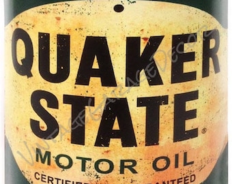 Reproduction " Quaker State Motor Oil " Metal Can Cutout Sign