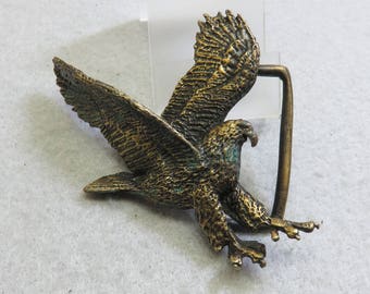 Cast Brass Eagle Belt Buckle, Three Dimensional Screaming Eagle Buckle