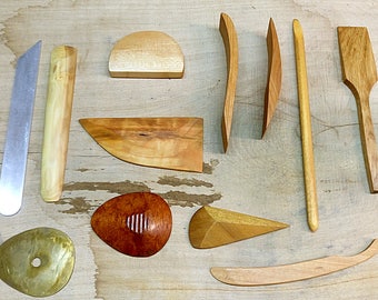 Handmade Woodenribs Pottery Tools SET of 11