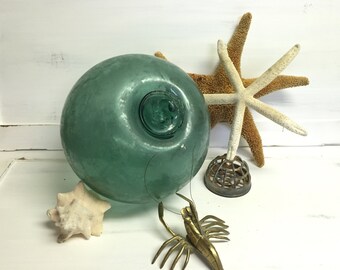 Large Glass Fishing Float Vintage Authentic Aqua Turquoise Beach House Decor Coastal Nautical Decor by CastawaysHall - Ready to Ship