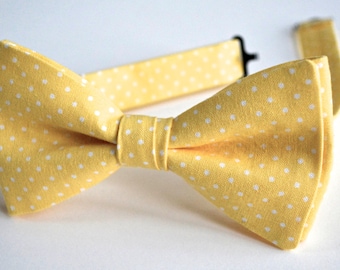Bow ties for men yellow,yellow cotton bow ties for men and polka dots,yellow weddings
