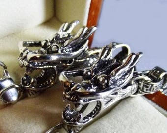 Bracelet Dragons, chain silver Dragons, Silver dragon, Antique jewelry, Men's chain