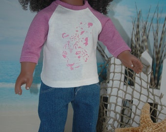 American, made, girl, doll, graphic tee, shirt, FREE pajama pants, 18 inch doll