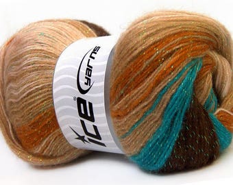 Angora Color Glitz Turquoise, Cream, Brown
