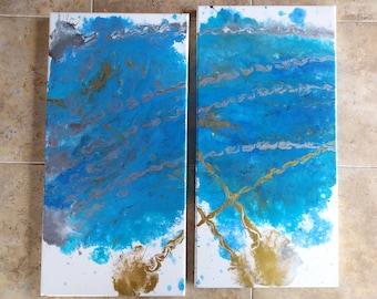 2-10x20" Abstract Acrylic Painting