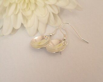 Sterling silver domed disc earrings