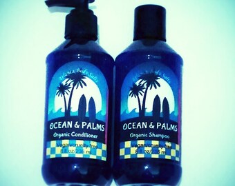 Ocean & Palms set organic shampoo organic conditioner vegan shampoo vegan hair conditioner