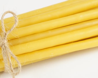 100% Pure Natural Beeswax Candles Dipped Taper Church Handmade in Greece Byzantine Orthodox (12" by 1/4 inch)