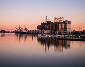 Baltimore Skyline, Baltimore Inner Harbor, Domino Sugar, Fine Art Color Photograph, Baltimore Art