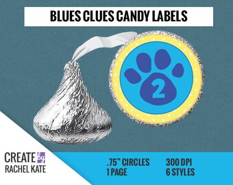 CUSTOM ORDER - Blues Clues .75 Inch 3/4" Circle Round Candy Hershey Kiss Stickers Labels Favors