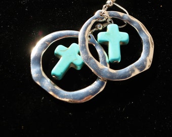Turquoise Cross Earrings