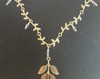 Necklace Brass Woodland Leaves #301 One Of A Kind