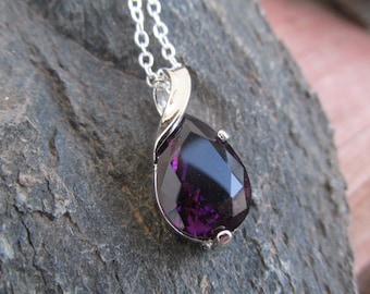 Amethyst pendant necklace amethyst necklace sterling silver chain necklace 4ct amethyst sterling silver jewelry 925 February birthstone.
