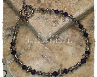 Purple Velvet Crystal Bracelet (B47)