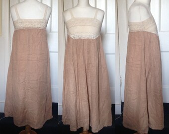 Vintage Regency/Hippie/Bohemian/Festival/Romantic/Rustic/Flower Child/Lagenlook/Mori Girl/Cottage Chic Crocheted Gauze Cotton Maxi Sundress