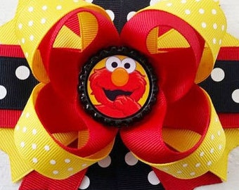 Elmo Handmade Boutique Layered Hair Bow 5" Sesame Street Elmo Girls Hair Bow NEW Birthday Bow Party Bow Gift Bow