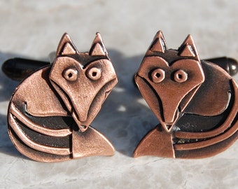 Fox cufflinks in copper finish