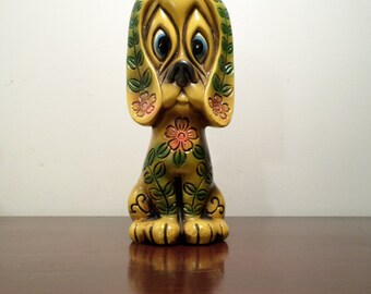 Vintage Hippie dog// piggy bank