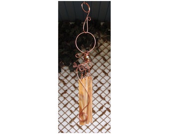 Wind Chimes - Dragonfly Wind Chime - Stained Glass Wind Chime - Garden Decor - Copper Wind Chime - Glass Wind Chime - Outdoor Decor