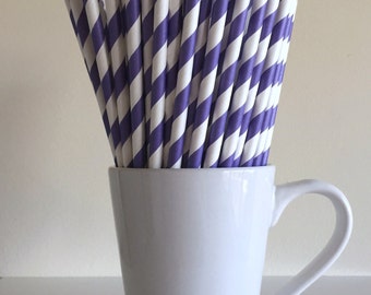 Purple Striped Paper Straws Party Supplies Party Decor Bar Cart Cake Pop Sticks Mason Jar Straws Party Graduation