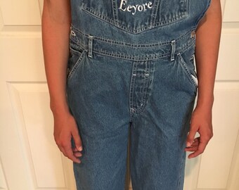 Vintage 1980s Eeyore Denim Overalls Winnie The Pooh Bibbed Overalls Size Small to Medium/ 80s 90s Disney Denim Overalls/