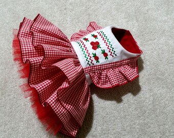Small Dog Dress, Flower Dog Harness dress Chihuahua Dress puppy dress XS, S