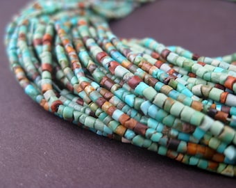 185 Tiny Turquoise Heishi Beads - Gemstone Beads - Turquoise Beads - Jewelry Making Supplies - Made in Afghanistan ** (TRQ-HSHI-120)