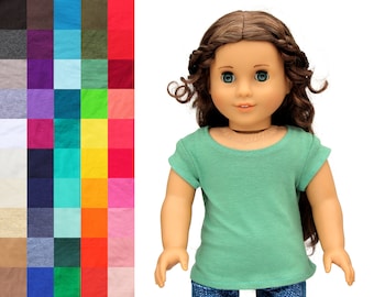 Fits like American Girl Doll Clothes - Cap-Sleeve Tee, You Choose Color | 18 Inch Doll Clothes