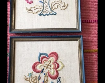 Vintage framed hand embroidery