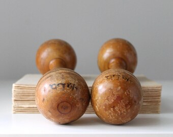 Antique Barbells, Wood Hand Weights, Wooden Dumbbells, Vintage Sporting Goods, Vintage Weights, Rustic Modern Home Decor, Library Decor