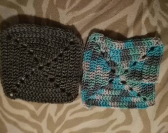 crochet blue and gray cleaning washcloth 2 pack