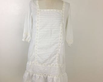 Women's Vintage White Slip- Antique slip dress