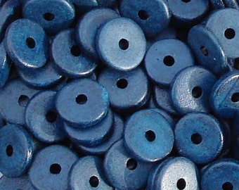 25 Navy blue 13mm Washers Greek Ceramic Beads
