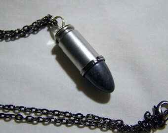 Hematite Silver Bullet Jewelry Pendant