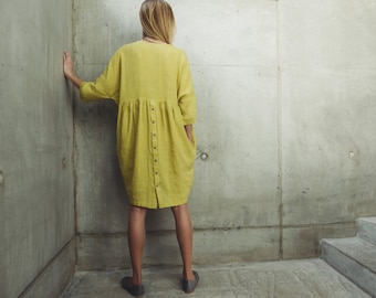Linen Dress Motumo With Pockets 14S8