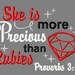 Buy 3 get 1 free! She is more precious than rubies embroidery design, Proverbs 3:15, ruby applique design