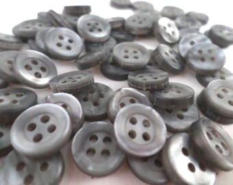 50 GRAY Vintage 4 Hole Buttons for Sewing Crafts Scrapbooking Cardmaking Jewelry