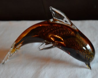 Murano Art Glass Brown Dolphin
